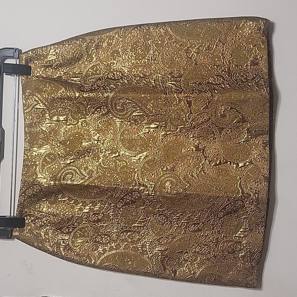 Barami Brocade Floral Gold A-line Gold Mini Skirt Size 0